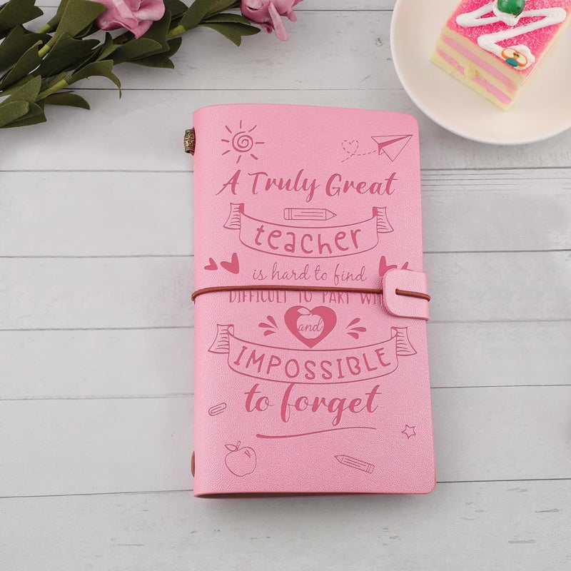 PRSTENLY Teacher Gifts Leather Journal, Teacher Appreciation Gifts 140 Page Refillable Notebooks, Thank you End of Year Back to School Gifts for Teacher Women Valentines Thanksgiving Christmas - Image 2